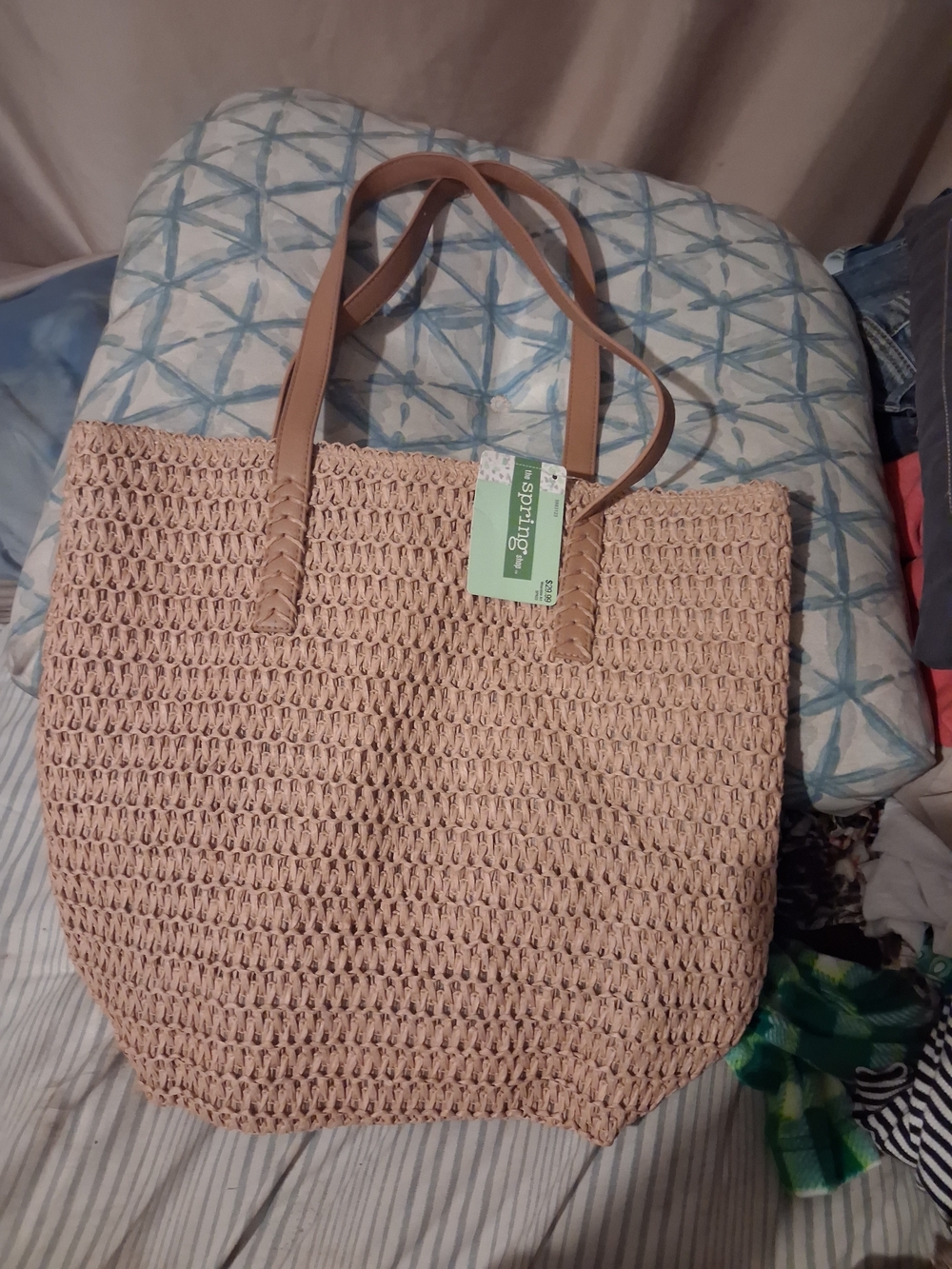 NWT Woven Straw Beach Tote Bag